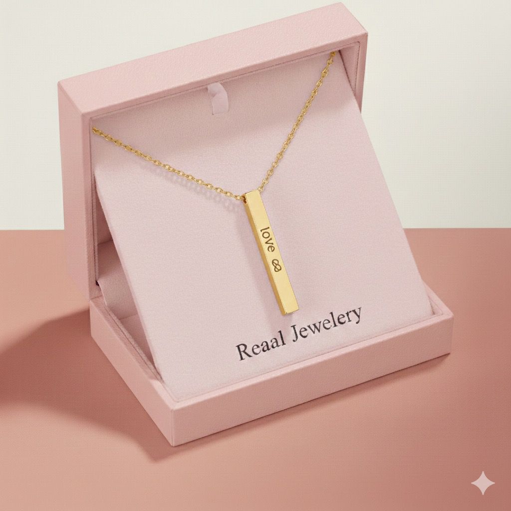 Gold Plated Personalized 3D Bar Pendant
