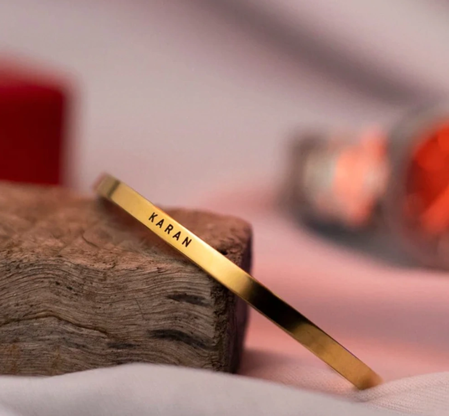 Gold Plated Personalized Engraved Name Kada - Image 2